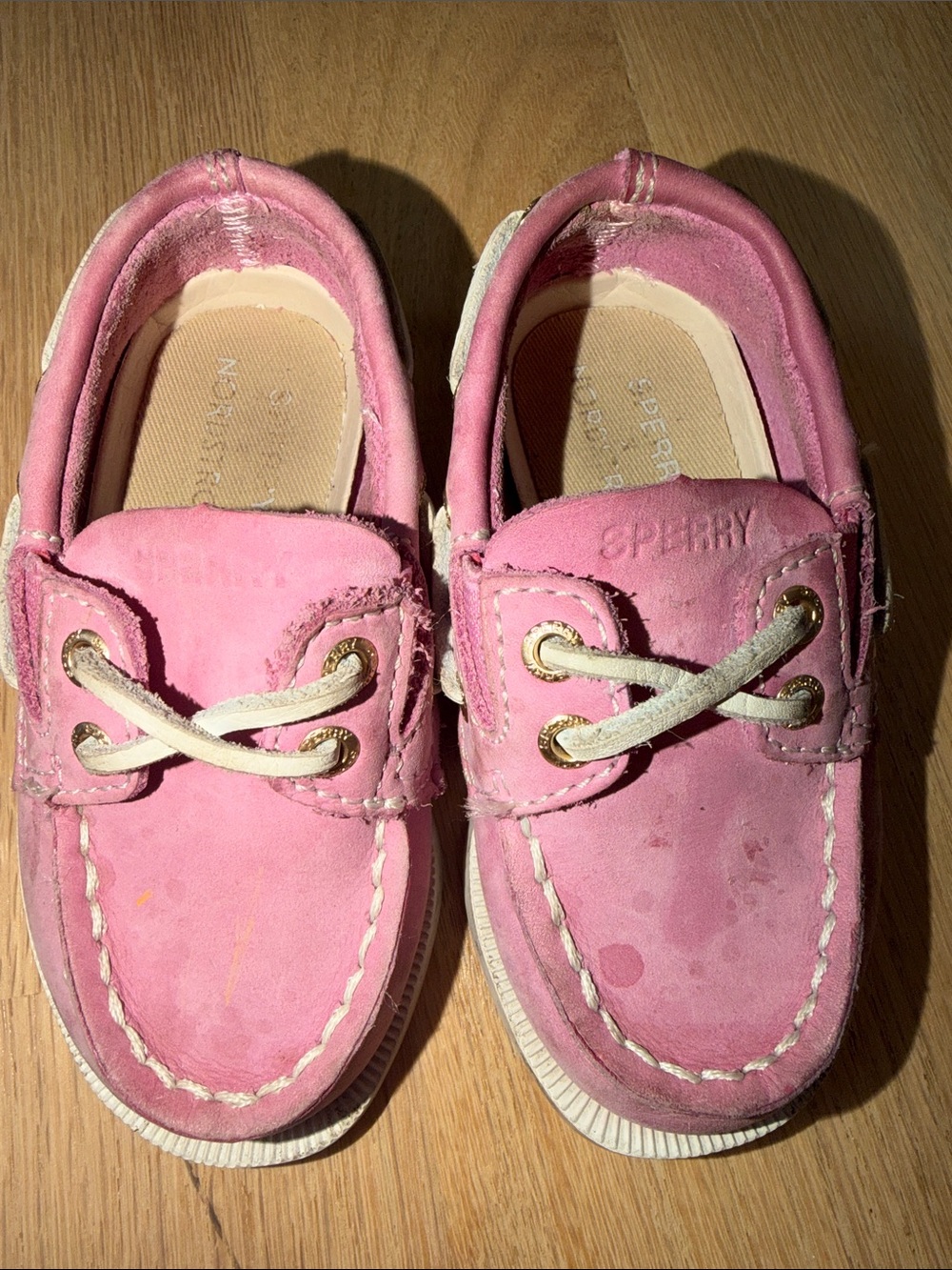 Sperry Pink Kids Moccasin Boat Shoes with White Laces